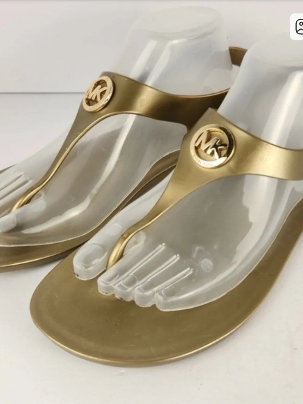 Michael Kors Metallic Gold MK Logo Thong Sandals